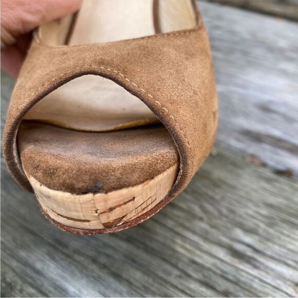 STEVE MADDEN light brown Slingback with cork heels size 7 - Picture 3 of 9